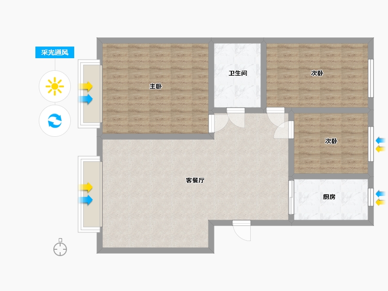 内蒙古自治区-乌海市-陶然印象小区-95.20-户型库-采光通风