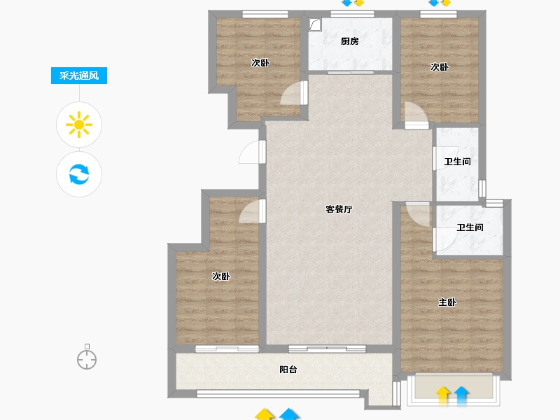 河北省-沧州市-学府铭苑-三期-115.00-户型库-采光通风