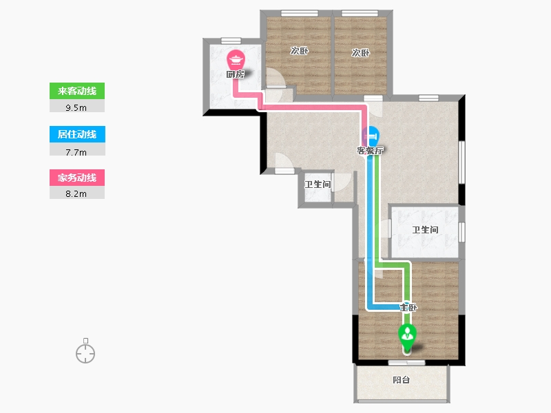 浙江省-杭州市-河翠云筑-80.00-户型库-动静线