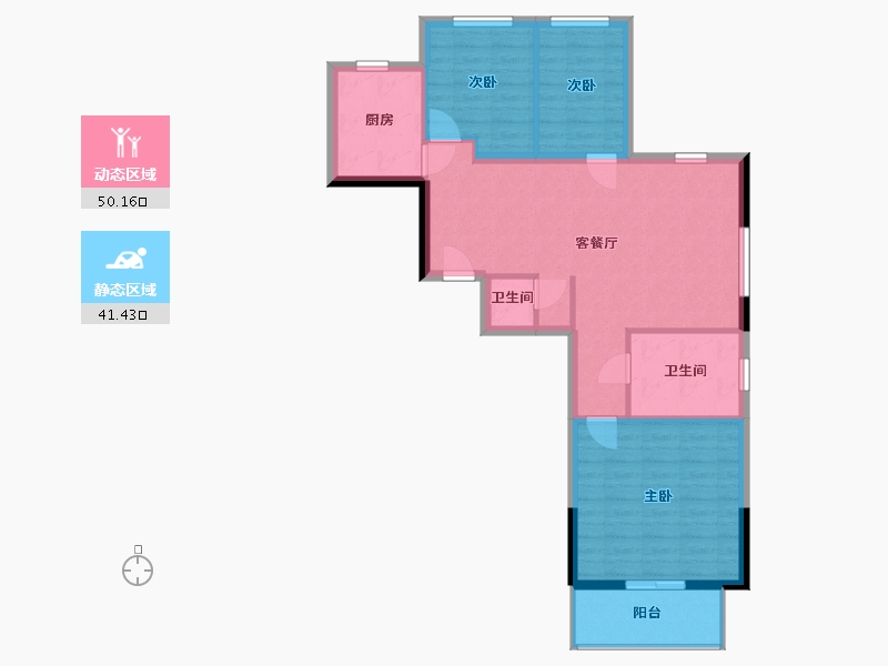 浙江省-杭州市-河翠云筑-80.00-户型库-动静分区