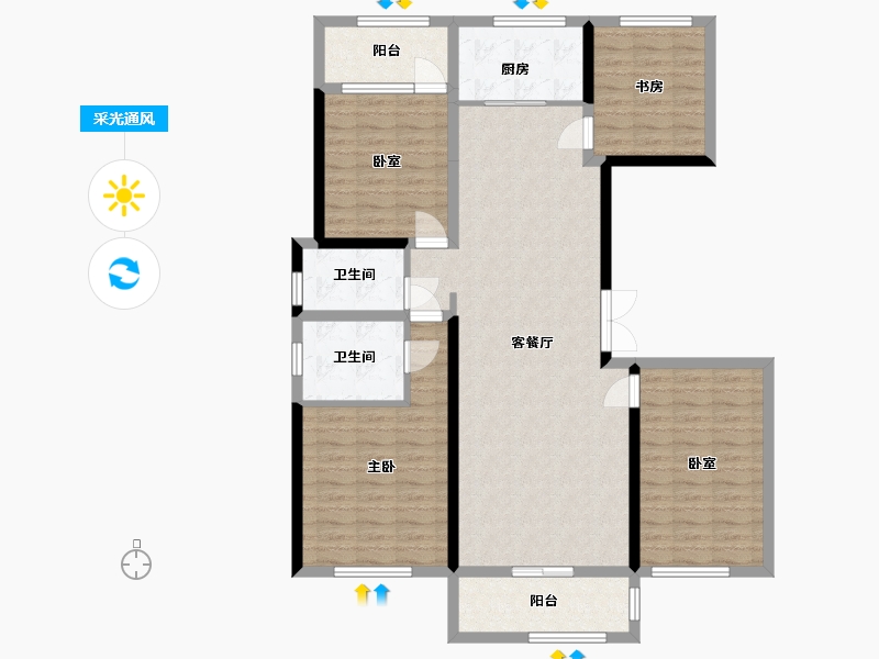 河南省-开封市-朝阳府-132.00-户型库-采光通风