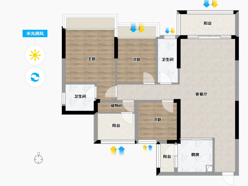 广东省-清远市-万基新翡翠上峸-93.51-户型库-采光通风