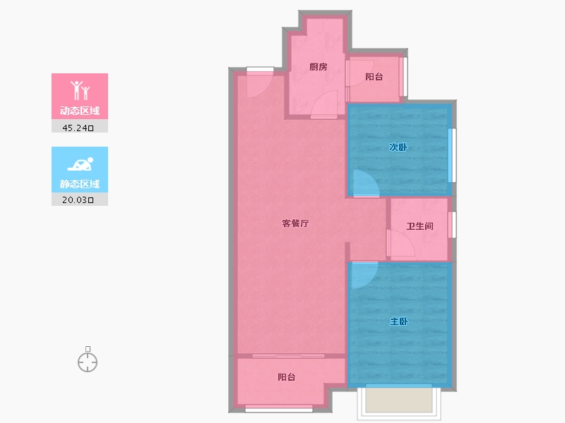 广东省-广州市-广州融创雪域华府B1区-60.21-户型库-动静分区