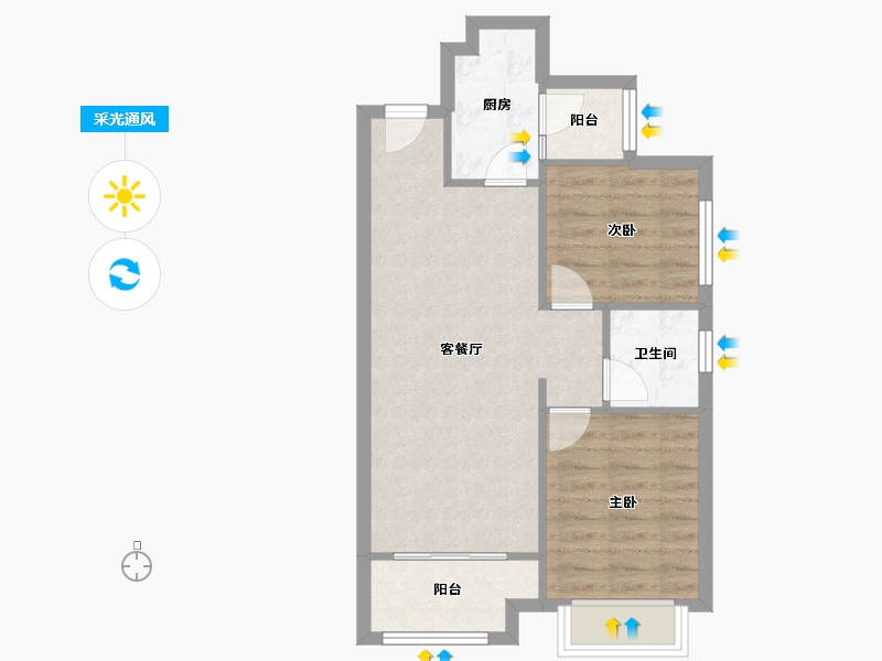 广东省-广州市-广州融创雪域华府B1区-60.21-户型库-采光通风