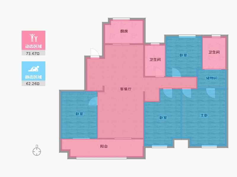 浙江省-温州市-瓯鹿幸福里-125.00-户型库-动静分区