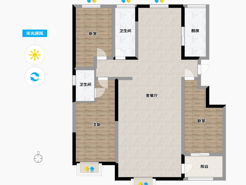 山东省-滨州市-福源社区-133.36-户型库-采光通风