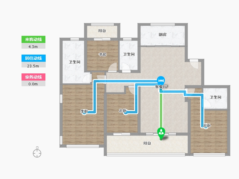 浙江省-杭州市-绿城锦海棠-133.82-户型库-动静线