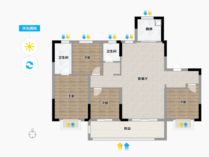 浙江省-宁波市-官山印小区-106.40-户型库-采光通风