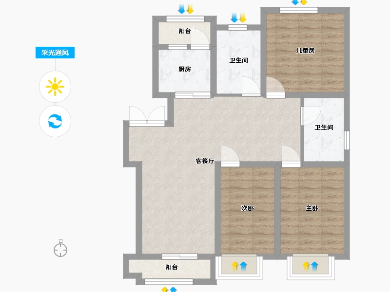 江苏省-南通市-金磨华庭-120.00-户型库-采光通风