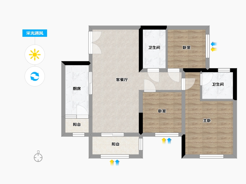 四川省-南充市-科华北辰天璞-90.00-户型库-采光通风