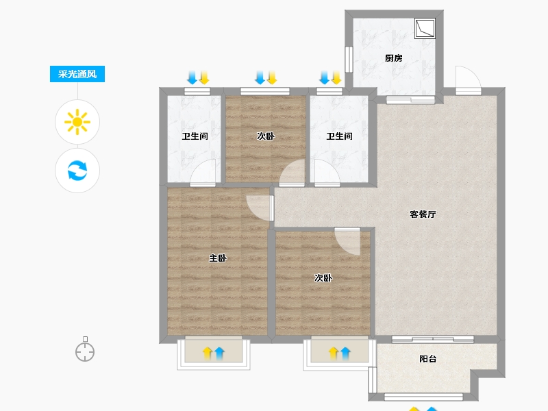 江西省-南昌市-保利紫云-89.00-户型库-采光通风