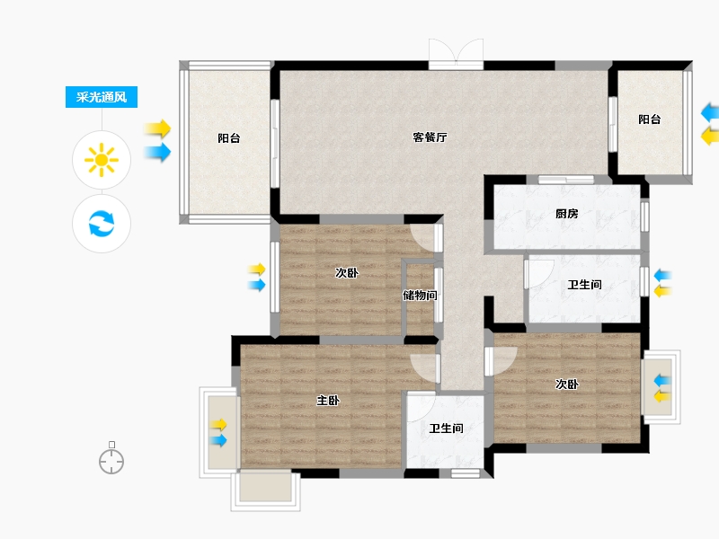 江苏省-镇江市-南山华庭-112.21-户型库-采光通风