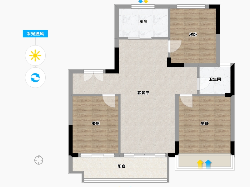 河南省-开封市-卓瑞禹璟台-84.80-户型库-采光通风