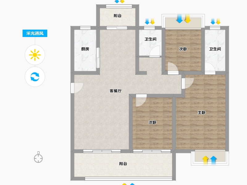 河南省-驻马店市-西湖豪庭-100.06-户型库-采光通风