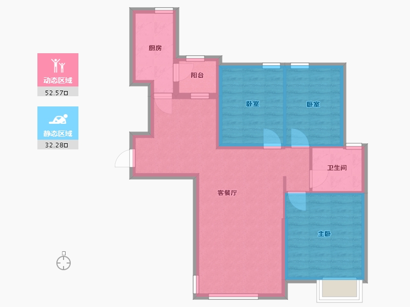 辽宁省-沈阳市-恒大御峰-93.60-户型库-动静分区