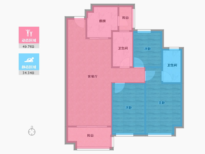 广东省-中山市-越秀可逸豪苑-四期-77.60-户型库-动静分区