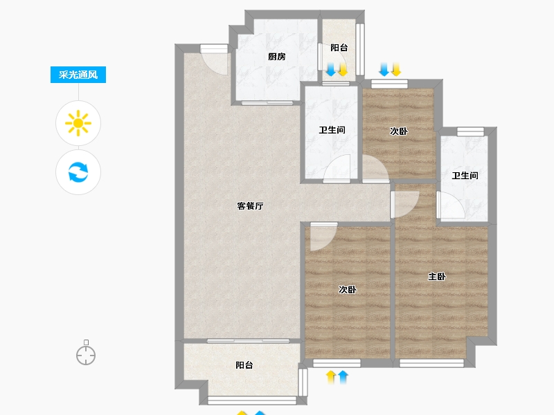 广东省-中山市-越秀可逸豪苑-四期-77.60-户型库-采光通风