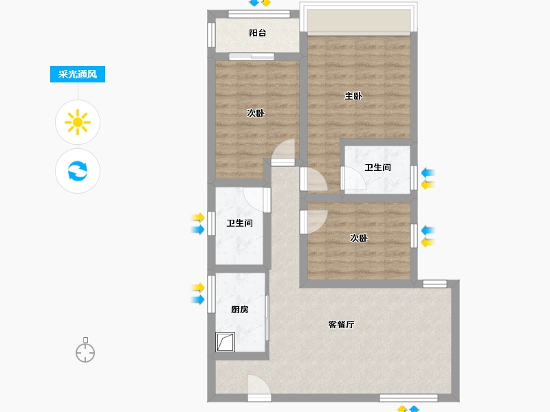 河南省-郑州市-升龙城1号院-85.00-户型库-采光通风