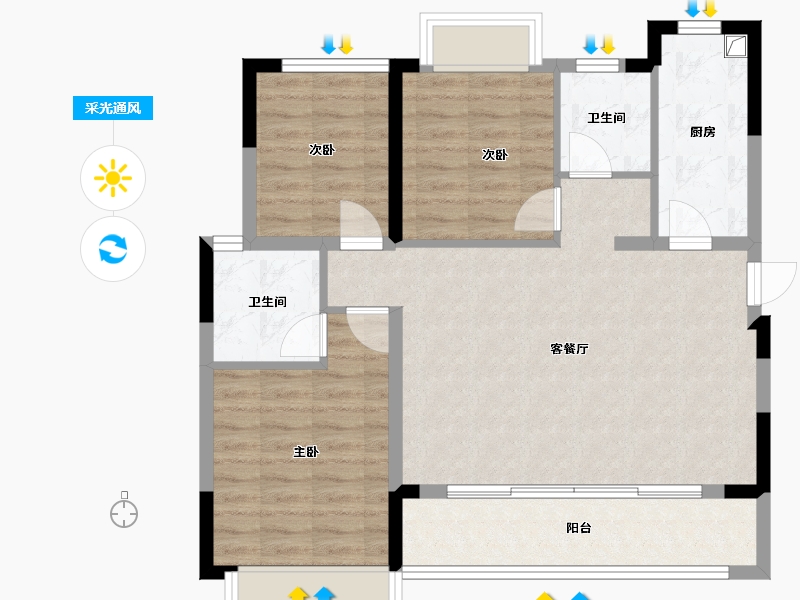 四川省-成都市-保利云上-92.80-户型库-采光通风