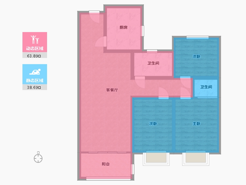 河北省-邯郸市-魏县万腾观澜城-90.91-户型库-动静分区