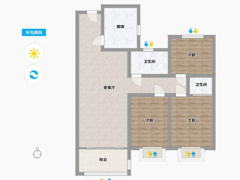 河北省-邯郸市-魏县万腾观澜城-90.91-户型库-采光通风