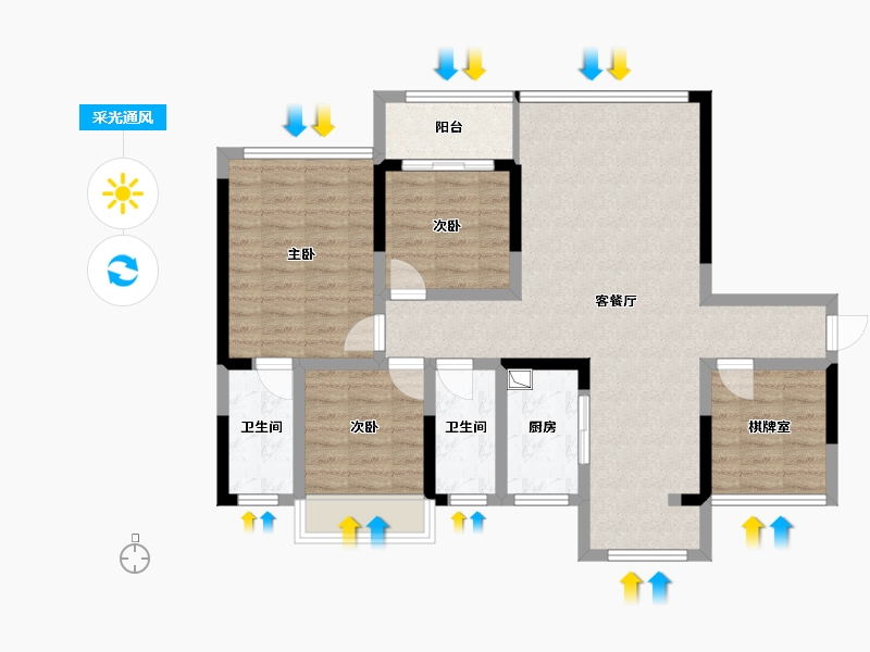 湖南省-湘潭市-盛府天骄-96.00-户型库-采光通风