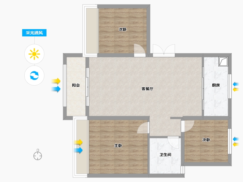 河北省-衡水市-中通御府-86.40-户型库-采光通风