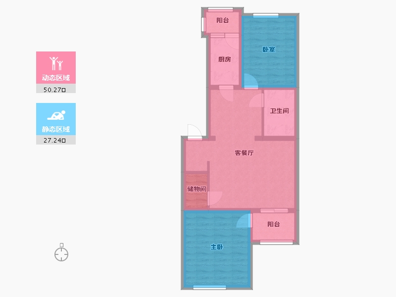 北京-北京市-怡乐北街小区-212号楼-61.68-户型库-动静分区