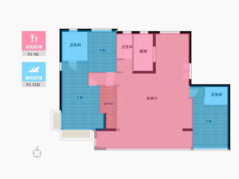 浙江省-宁波市-中交盛湖美庐-132.00-户型库-动静分区