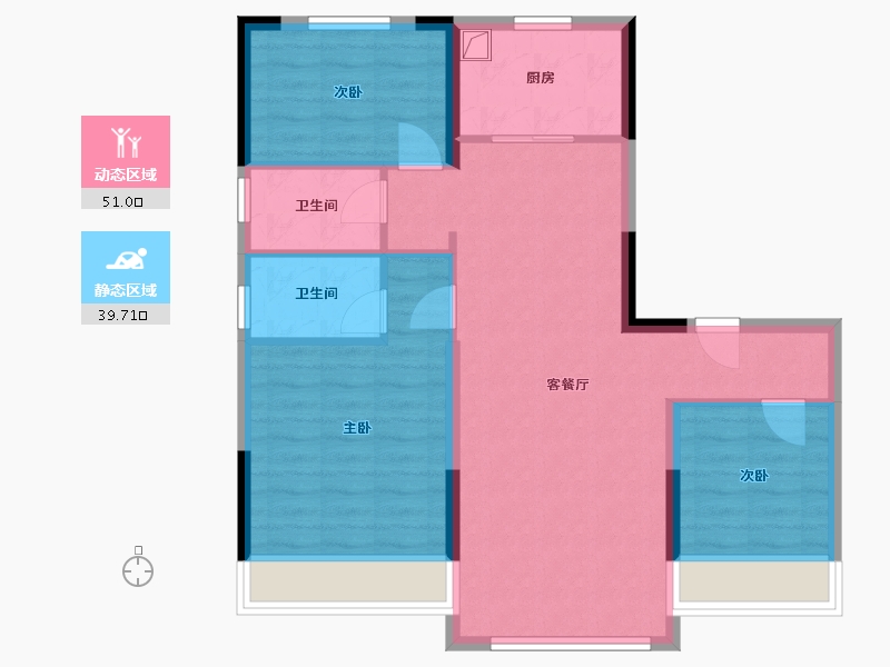 青海省-西宁市-碧桂园珑悦兰庭-91.00-户型库-动静分区