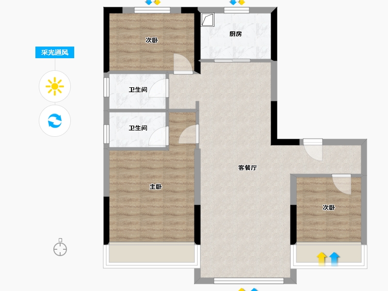 青海省-西宁市-碧桂园珑悦兰庭-91.00-户型库-采光通风