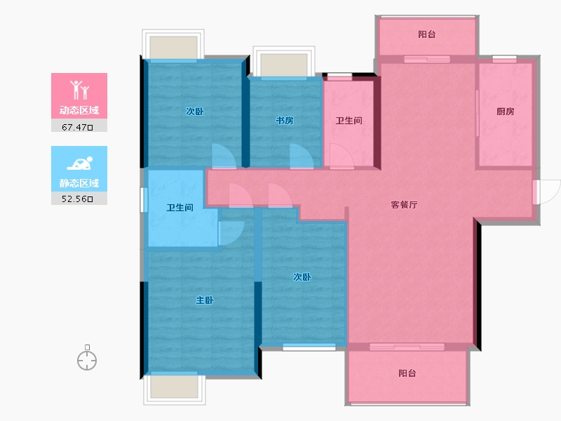 湖南省-长沙市-富力芙蓉新天地-135.00-户型库-动静分区