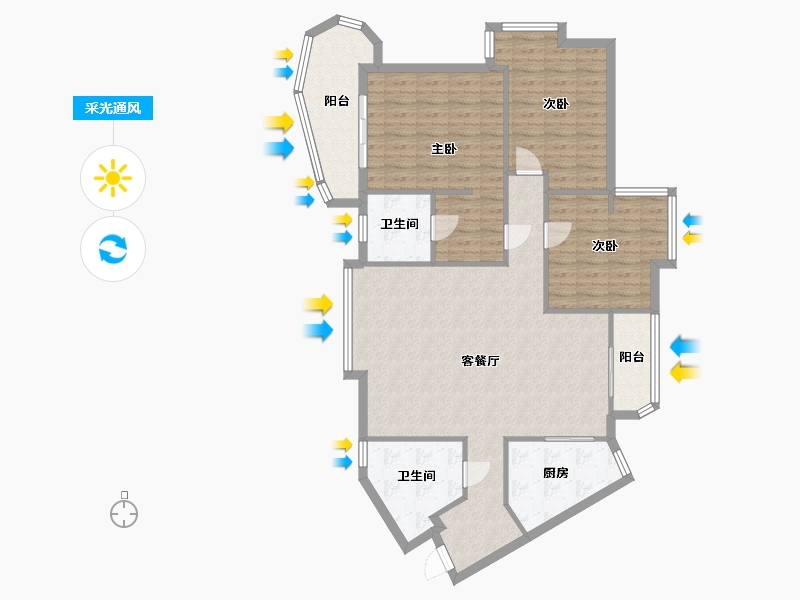 广东省-广州市-南沙滨海花园-110.00-户型库-采光通风