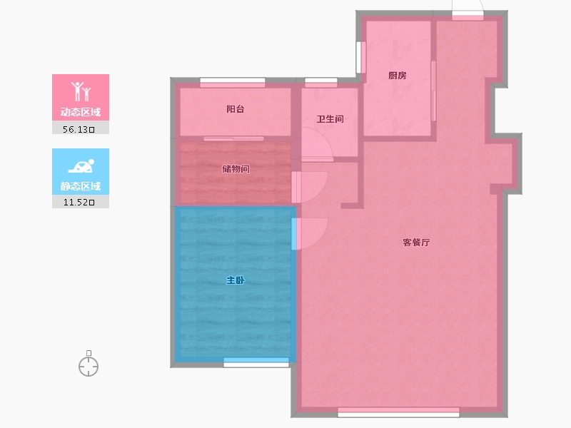 黑龙江省-哈尔滨市-昆仑大河宸院-65.70-户型库-动静分区