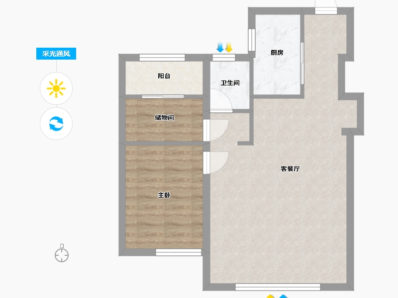 黑龙江省-哈尔滨市-昆仑大河宸院-65.70-户型库-采光通风