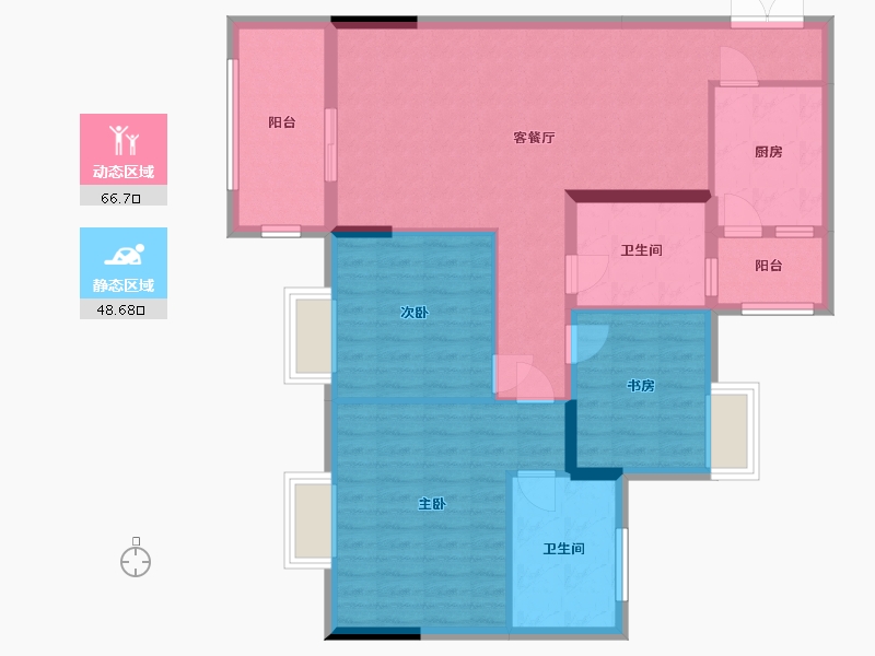 贵州省-黔南布依族苗族自治州-西山一期西山安置房C区-104.00-户型库-动静分区