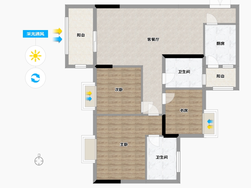 贵州省-黔南布依族苗族自治州-西山一期西山安置房C区-104.00-户型库-采光通风