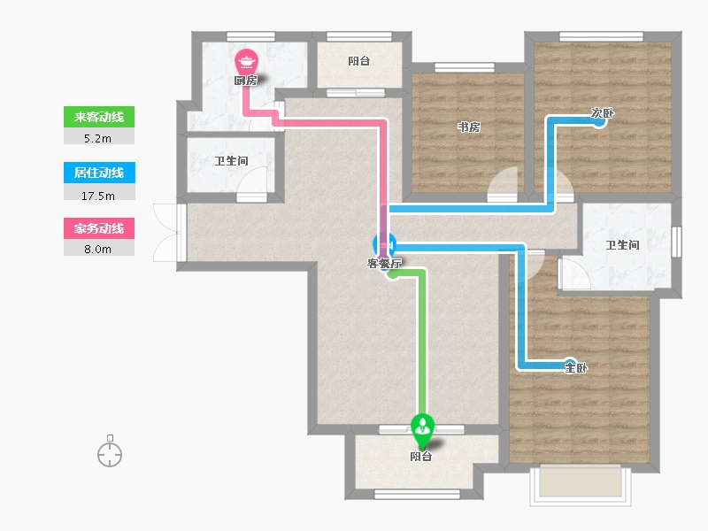 河北省-邯郸市-中岳虹桥嘉园-105.60-户型库-动静线