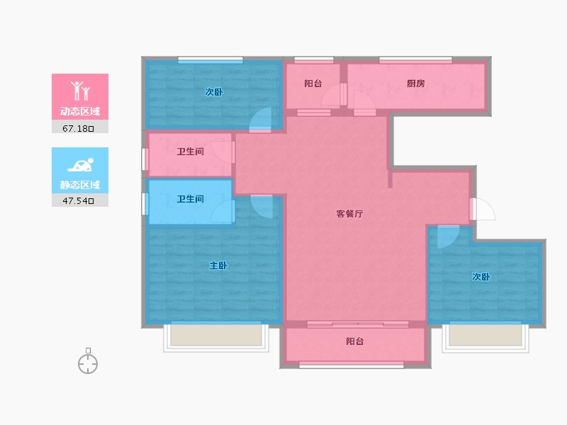 山东省-济宁市-鸿顺吉祥新苑-103.06-户型库-动静分区