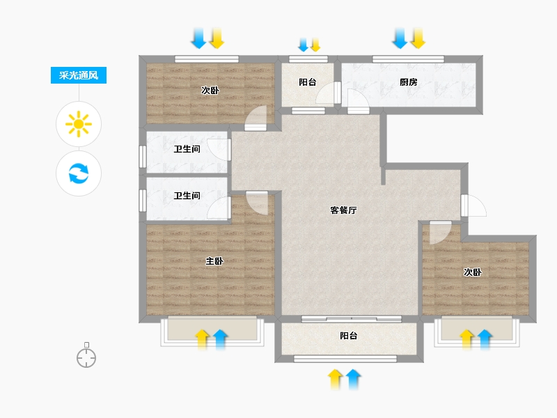 山东省-济宁市-鸿顺吉祥新苑-103.06-户型库-采光通风