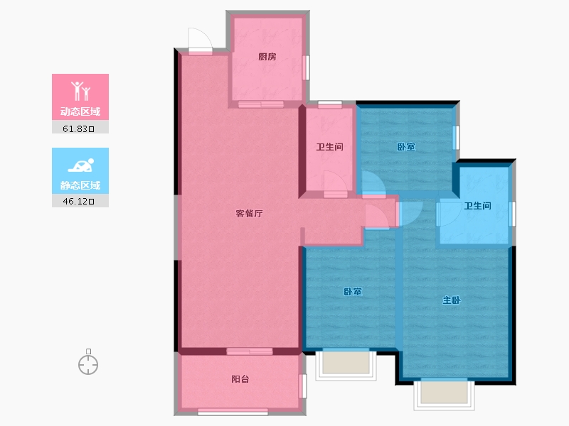 云南省-昆明市-恒大翡翠华庭-101.60-户型库-动静分区