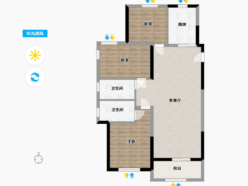 山东省-莱芜市-凤栖台-97.74-户型库-采光通风