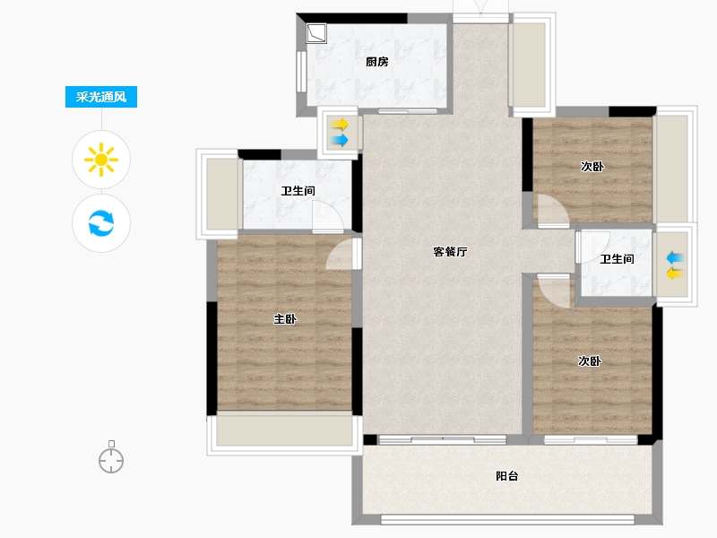 广东省-河源市-华丰国贸金湾-95.20-户型库-采光通风