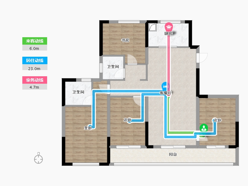 浙江省-宁波市-万固臻悦府-113.60-户型库-动静线