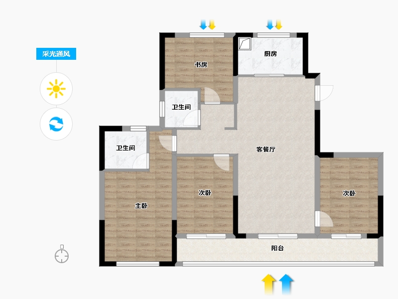 浙江省-宁波市-万固臻悦府-113.60-户型库-采光通风