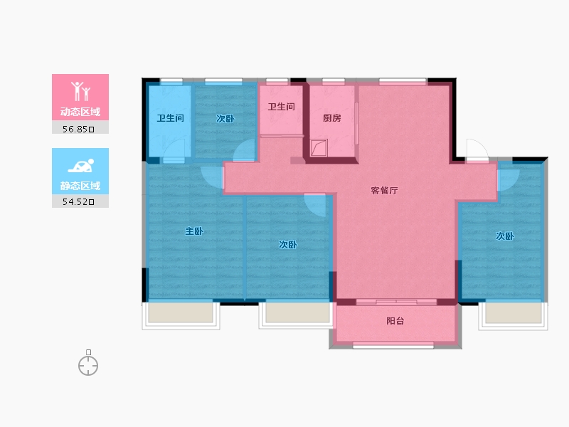 河北省-唐山市-碧桂园雍华府-113.00-户型库-动静分区