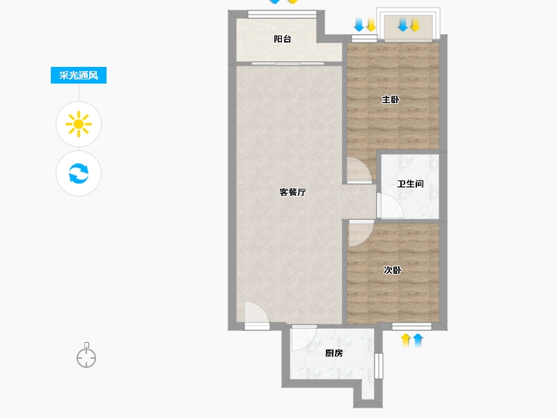 河北省-保定市-朝阳首府澜园-南区-63.30-户型库-采光通风