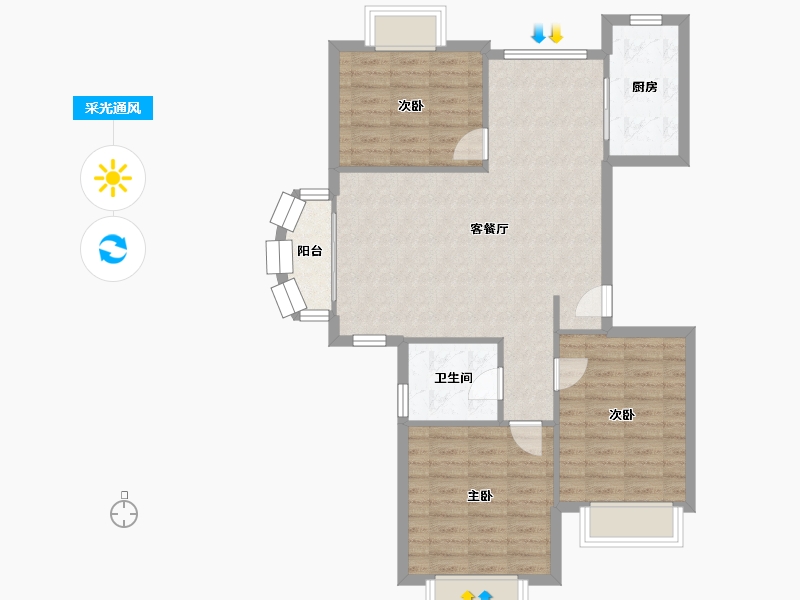 上海-上海市-九歌花园-80.00-户型库-采光通风