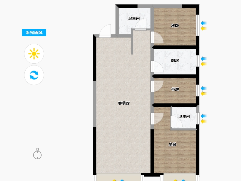 甘肃省-兰州市-中海铂悦国际社区-85.43-户型库-采光通风