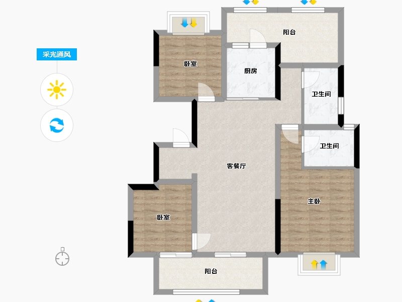 四川省-绵阳市-世茂云锦小区-99.00-户型库-采光通风